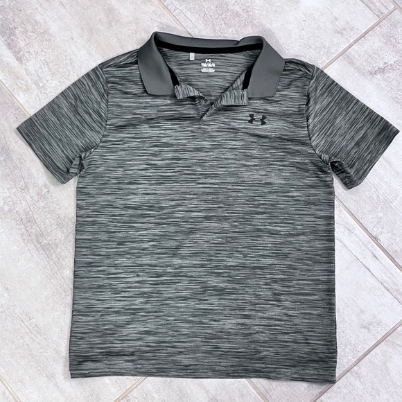 Under Armour Youth Gray Short Sleeve Polo Shirt Athletic Top YLG - Picture 1 of 6